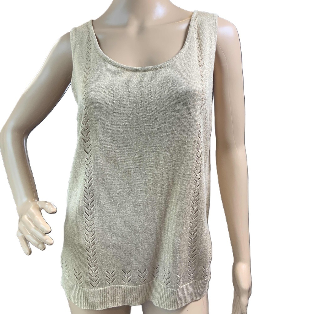 Lane Bryant Beige Knit Textured Pattern Glitter Shimmer Top Sz 14/16 Balletcore